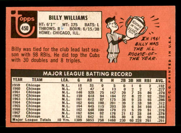 1969 Topps Baseball #450 Billy Williams Cubs EX-MT 539906