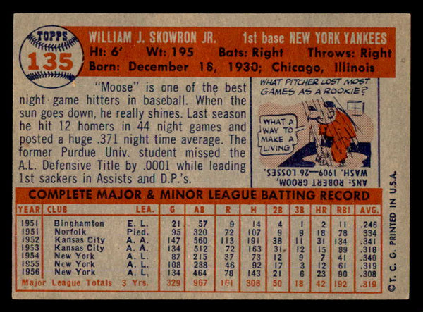 1957 Topps Baseball #135 Bill Skowron Yankees EX-MT 540016