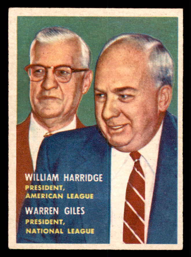 1957 Topps Baseball #100 Warren Giles William Harridge EX-MT 540028