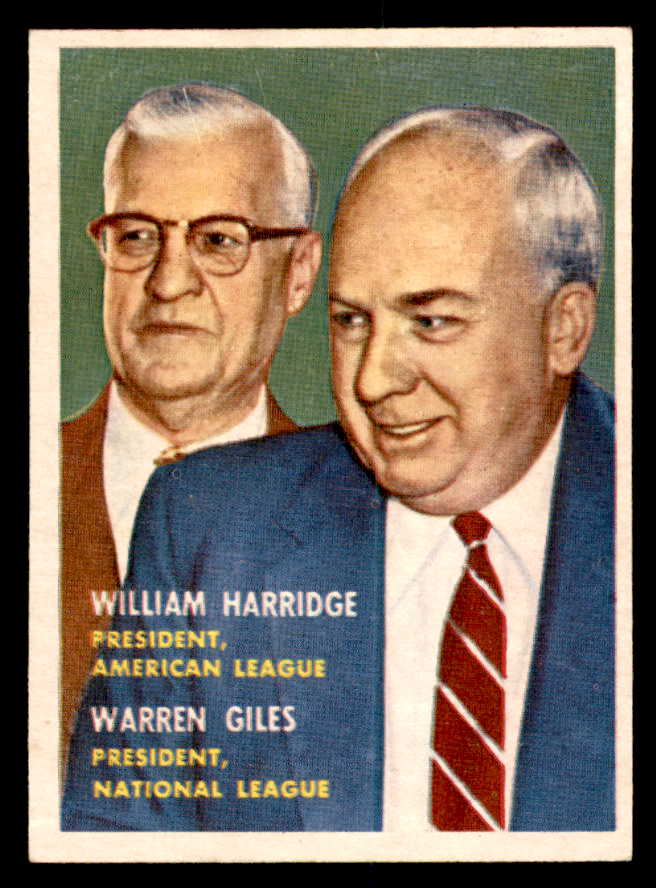 1957 Topps Baseball #100 Warren Giles William Harridge EX-MT 540036