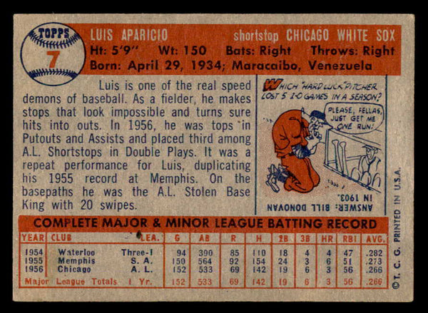 1957 Topps Baseball #007 Luis Aparicio White Sox EX-MT 540050
