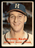 1957 Topps Baseball #090 Warren Spahn Braves VG 540102