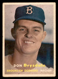 1957 Topps Baseball #018 Don Drysdale Dodgers VG 540107