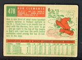 1959 Topps Baseball #478 Roberto Clemente Pirates VG 540185