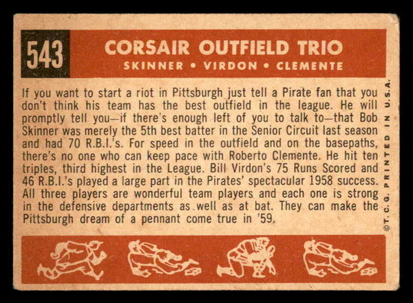 1959 Topps Baseball #543 Roberto Clemente Bill Virdon VG 540189