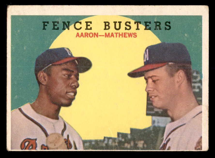 1959 Topps Baseball #212 Hank Aaron Eddie Mathews VG 540194