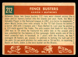 1959 Topps Baseball #212 Hank Aaron Eddie Mathews VG 540194