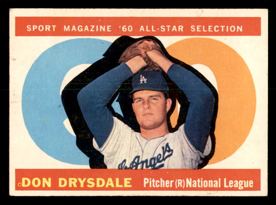 1960 Topps Baseball #570 Don Drysdale A.S. Dodgers VG 540212