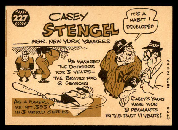 1960 Topps Baseball #227 Casey Stengel Yankees EX-MT 540228