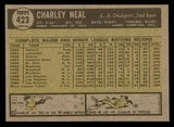 1961 Topps Baseball #423 Charlie Neal Dodgers EX-MT 540290