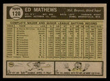 1961 Topps Baseball #120 Eddie Mathews Braves EX 540317