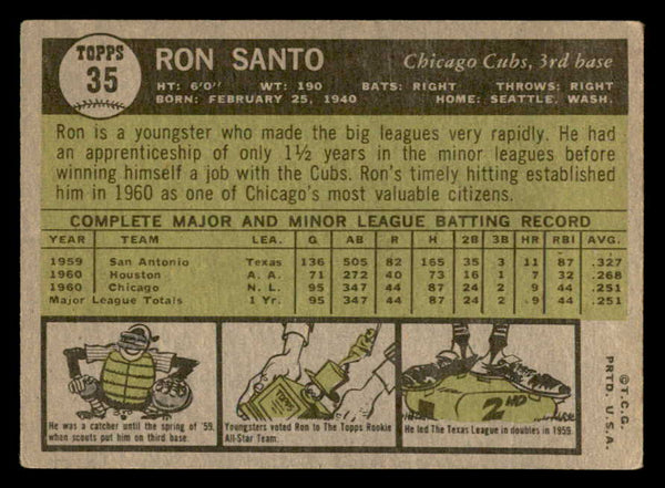 1961 Topps Baseball #035 Ron Santo Cubs GD-VG 540349