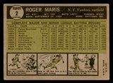 1961 Topps Baseball #002 Roger Maris Yankees VG 540365