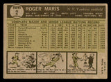 1961 Topps Baseball #002 Roger Maris Yankees VG 540369