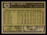 1961 Topps Baseball #180 Bobby Richardson Yankees VG-EX 540387