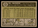1961 Topps Baseball #430 Bill Mazeroski Pirates EX 540399