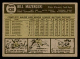 1961 Topps Baseball #430 Bill Mazeroski Pirates EX 540406