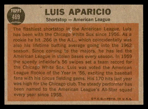 1962 Topps Baseball #469 Luis Aparicio A.S. White Sox NR-MT 540459