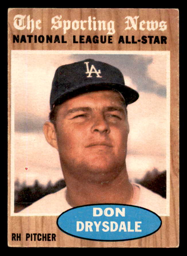 1962 Topps Baseball #398 Don Drysdale A.S. Dodgers EX+/EX-MT 540479