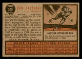 1962 Topps Baseball #340 Don Drysdale Dodgers VG-EX 540481