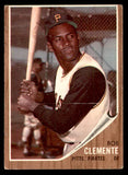 1962 Topps Baseball #010 Roberto Clemente Pirates VG 540482