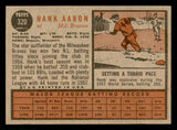 1962 Topps Baseball #320 Hank Aaron Braves EX 540493
