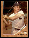 1962 Topps Baseball #001 Roger Maris Yankees EX+/EX-MT 540529