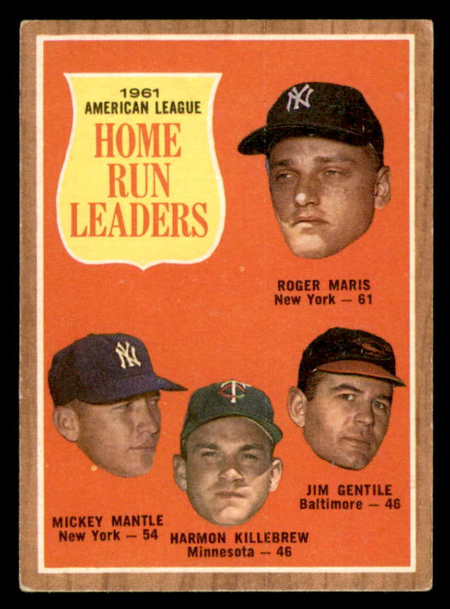 1962 Topps Baseball #053 A.L. Home Run Leaders Mickey Mantle VG-EX 540537
