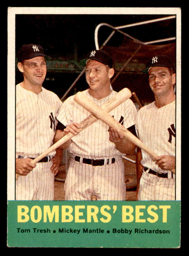 1963 Topps Baseball #173 Mickey Mantle Bobby Richardson EX 540565