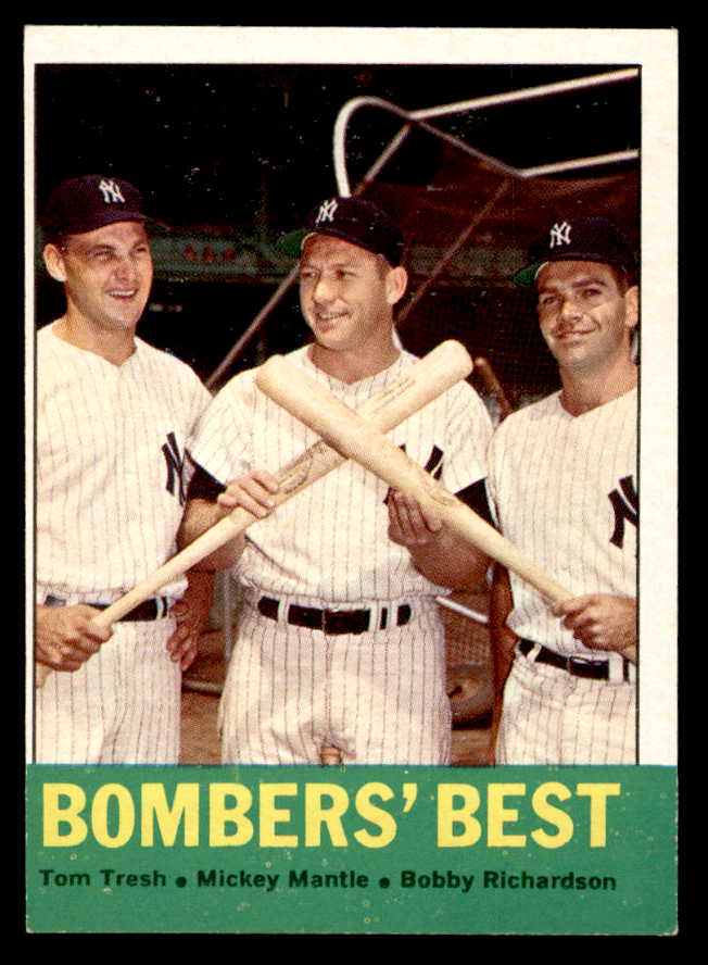 1963 Topps Baseball #173 Mickey Mantle Bobby Richardson EX 540566