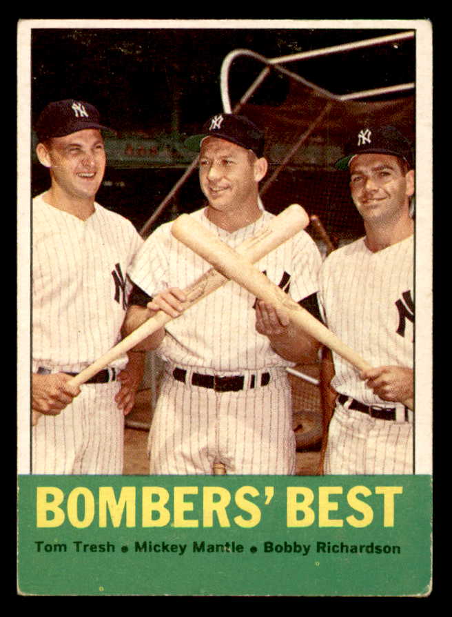 1963 Topps Baseball #173 Mickey Mantle Bobby Richardson VG-EX 540567