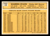 1963 Topps Baseball #320 Warren Spahn Braves EX+/EX-MT 540599