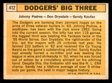 1963 Topps Baseball #412 Sandy Koufax Don Drysdale VG-EX 540606