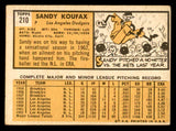 1963 Topps Baseball #210 Sandy Koufax Dodgers VG-EX 540631