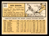1963 Topps Baseball #415 Bob Gibson Cardinals EX 540633