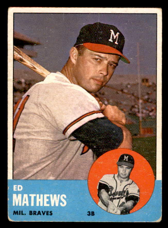 1963 Topps Baseball #275 Eddie Mathews Braves VG 540655