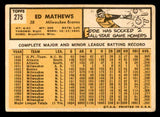 1963 Topps Baseball #275 Eddie Mathews Braves VG 540655