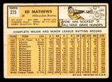 1963 Topps Baseball #275 Eddie Mathews Braves VG-EX 540657