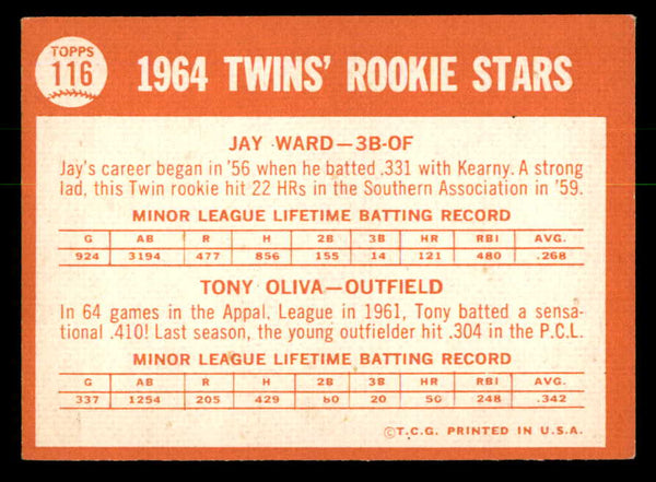 1964 Topps Baseball #116 Tony Oliva Twins EX 540726