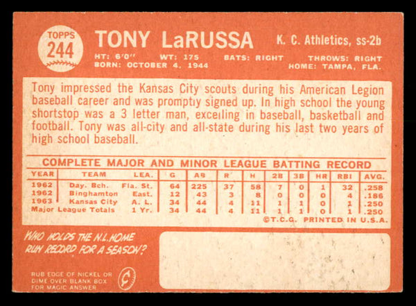 1964 Topps Baseball #244 Tony Larussa A's NR-MT 540749