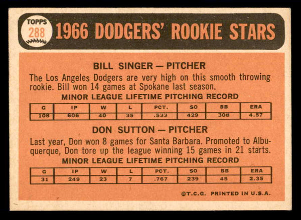 1966 Topps Baseball #288 Don Sutton Dodgers EX-MT 540855