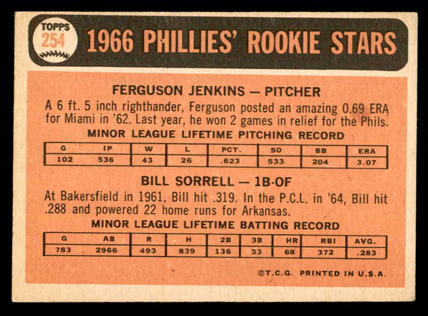 1966 Topps Baseball #254 Fergie Jenkins Phillies VG-EX 540885