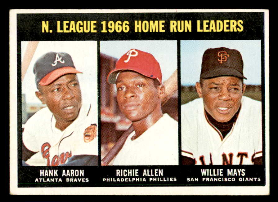 1967 Topps Baseball #244 N.L. Home Run Leaders Aaron Mays EX+/EX-MT 540915