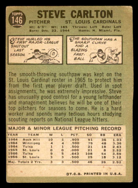 1967 Topps Baseball #146 Steve Carlton Cardinals VG 540974