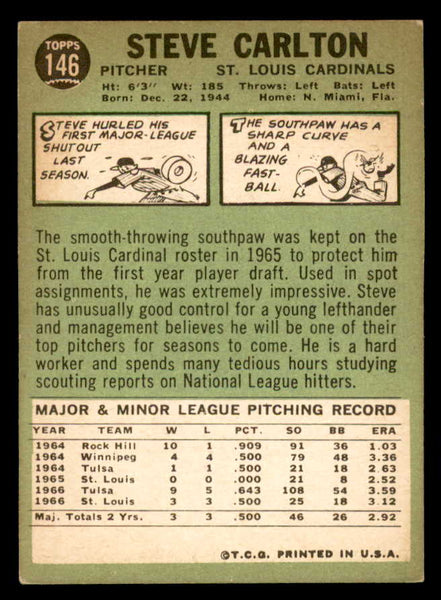 1967 Topps Baseball #146 Steve Carlton Cardinals EX+/EX-MT 540976