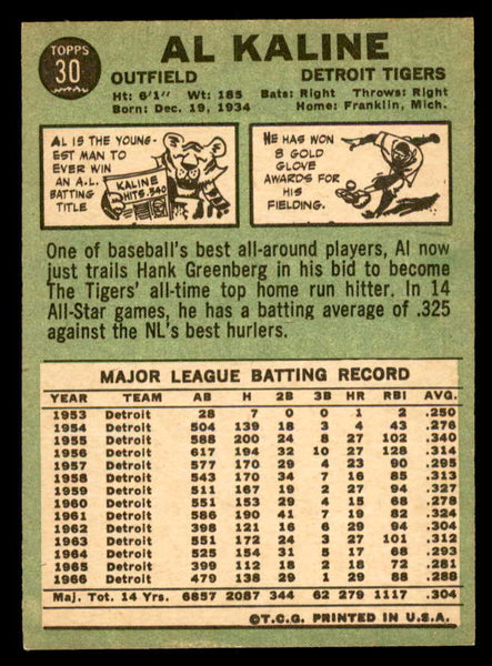 1967 Topps Baseball #030 Al Kaline Tigers EX-MT 541007