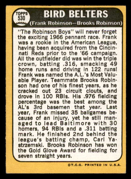 1968 Topps Baseball #530 Brooks Robinson Frank Robinson EX-MT 541016