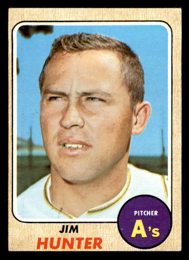 1968 Topps Baseball #385 Catfish Hunter A's EX 541048