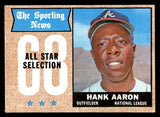 1968 Topps Baseball #370 Hank Aaron A.S. Braves EX 541062