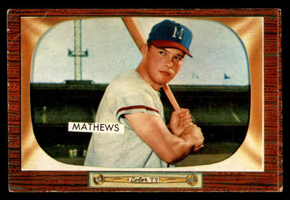 1955 Bowman Baseball #103 Eddie Mathews Braves VG 541150